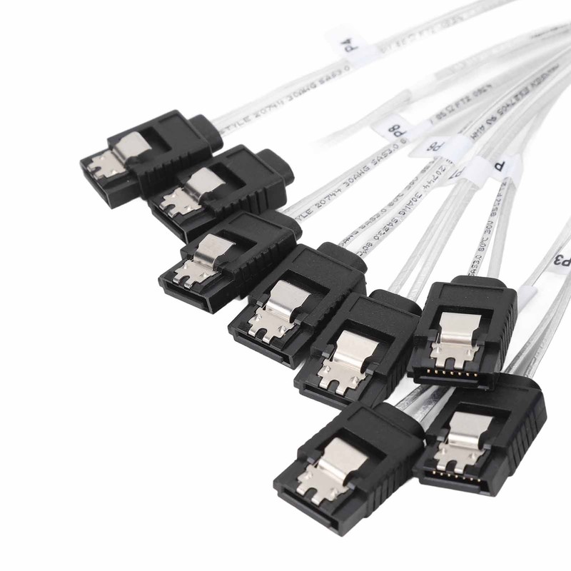 MCIO 8i to 8xSATA3.0 Cable 19.7 Inch Silver Plated OFC