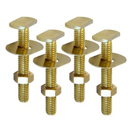Toilet Seat Bolts and Screws Set 5/16 x 2-1/4 Inch Heavy Duty Brass Hinge Bolts with Plastic Nuts and Brass Washers Top Mount Toilet Seat Hardware Replacement (Pack of 4)