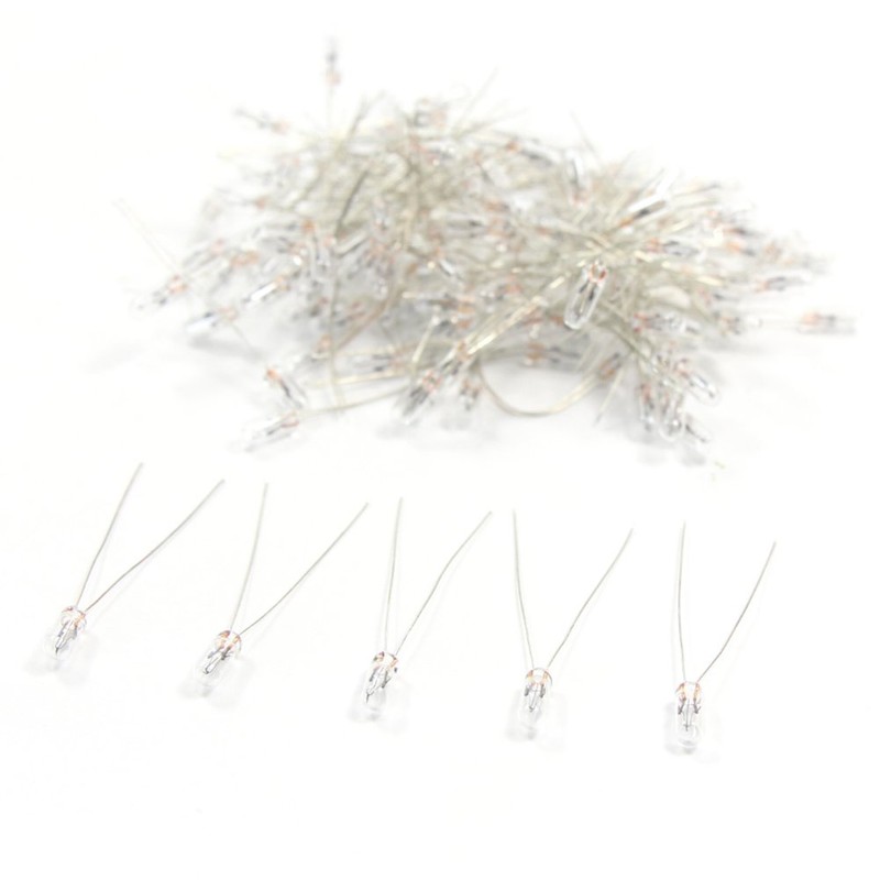 100pcs 3mm Clear Miniature 12V 60mA Grain of Wheat Bulbs