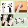Plstod Pack of 4 Animal Pens, Panda, Black 0.5 mm