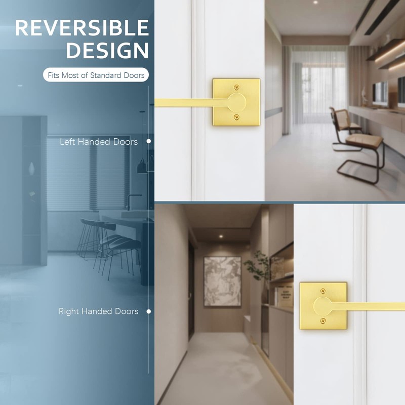 EHOMEWARE Gold Dummy Door Levers Interior Door Handles, Heavy Duty
