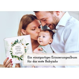 Baby Album My First Year - Baby Memory Book for the Most Beautiful Moments - The Baby Book to Fill in for the First Year - A Special Gift for Birth: White Flowers (without Embossing)