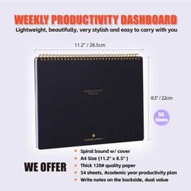 Weekly Academic Planner for Student - 54 Weeks Spiral Dashboard Desk Pad Is The Perfect Organizer for Managing Your School & Personal Life - Study Planner for Year Productivity