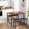 Jojoka Dining Set Table and 2 Upholstered Bench Wood Top