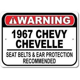 1967 67 Chevy Chevelle Seat Belt Recommended Fast Car Sign, Metal Garage Sign, Wall Decor, GM Car Sign - 10x14 inches