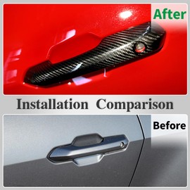 Door Handle Cover for Ford Mustang Dark Horse S650 GT3 GT4 GTD Ecoboost 2024+,Carbon Fiber Outer Door Handle Protector (Glossy Carbon)