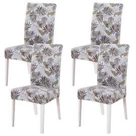 HZDHCLH Chair Covers Set of 4/6 Stretch Modern Chair Slipcovers for Dining Room Kitchen Wedding Party Washable Chair Protector(4pcs,Brown foliage plants)