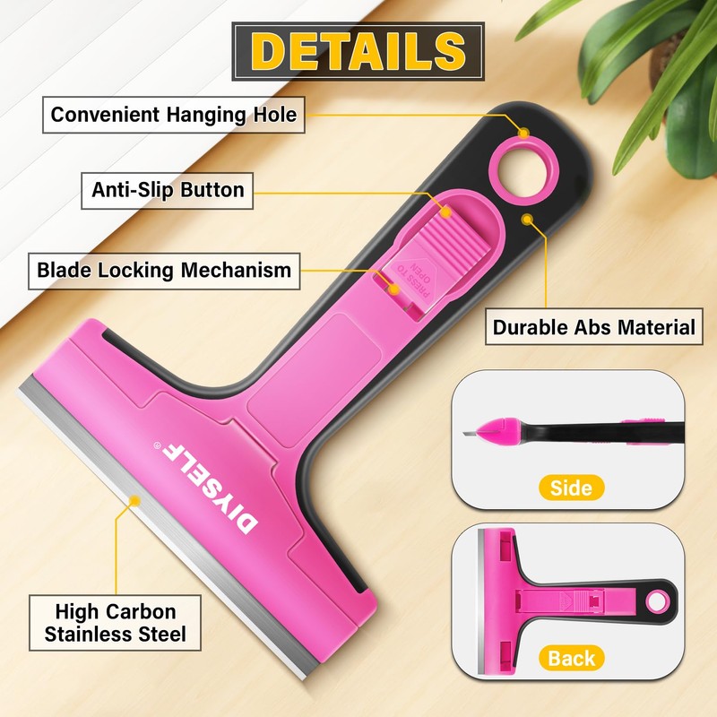 DIYSELF 1 Pack Razor Blade Scraper, Window Scraper with Razor