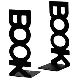 1 Par Porta Libros, Sujetador De Libros De Metal Negro, 208 x 75 Mm, Ideal para Organizar Libros En Casa, Oficina o Biblioteca, Diseño Elegante y Duradero (Negro)
