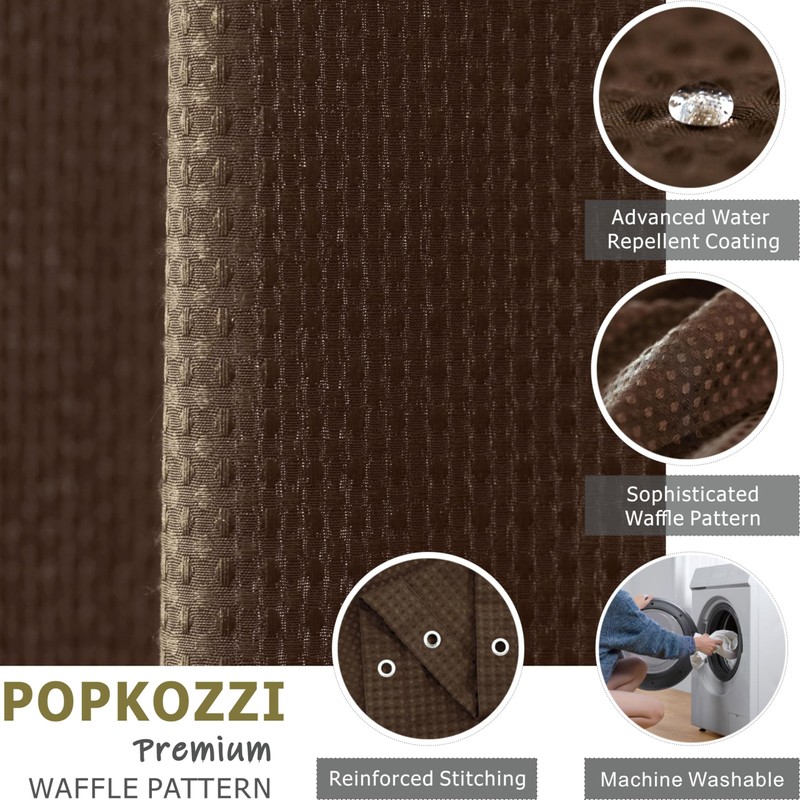 Popkozzi Brown Waffle Weave Shower Curtain: Taupe Heavy Duty Textured