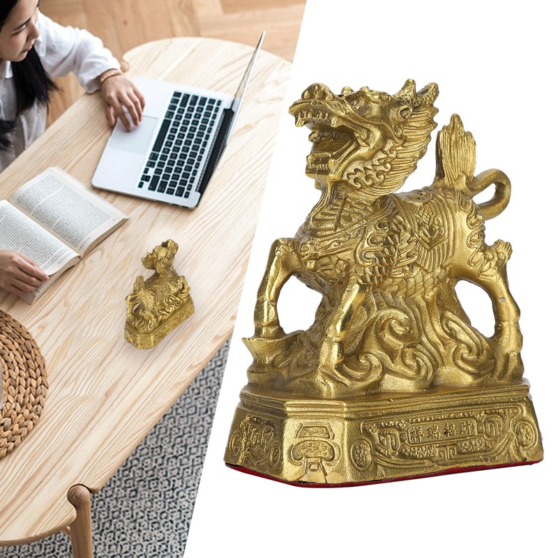 Qilin Ornament Brass Home Desktop Statue Collection Lucky Animals Crafts