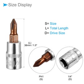 CoCud PH1 Phillips Impact Bit Socket 1/4" Drive S2 Steel CR-V Power Socket Screwdriver Sockets - (Applications: for Fastening Car Machinery Screws), 2-Pieces