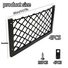WEZCHUGHAOL 4Pcs Car Storage Net with Plastic Frame and Hook, Elastic Campervan Nets, Mesh for Caravan Truck Motorhome (36 x 18cm) Nets for Campervans