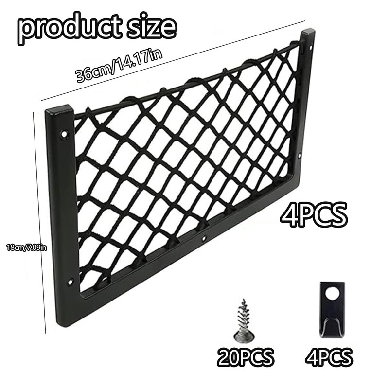WEZCHUGHAOL 4Pcs Car Storage Net with Plastic Frame and Hook,