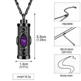 XIUDA Crystal Cremation Urn Necklace for Ashes Keepsake Cremation Jewelry for Human Ashes Stainless Steel Memorial Pendant with Flower