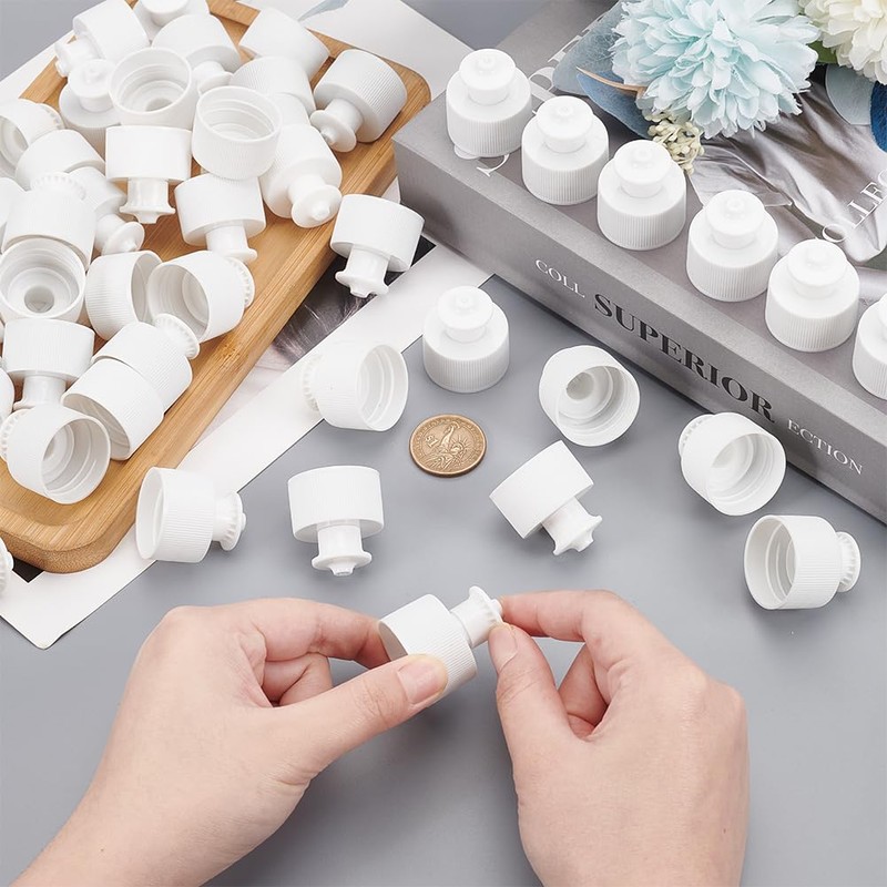 OLYCRAFT 100Pcs 28/410 White Plastic Push Pull Replacement Caps 28mm