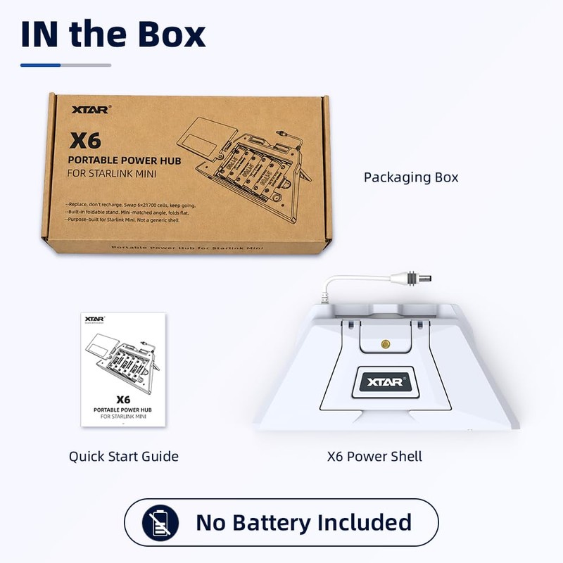 XTAR X6 Swappable Battery Power Base for Starlink Mini,Foldable Stand,