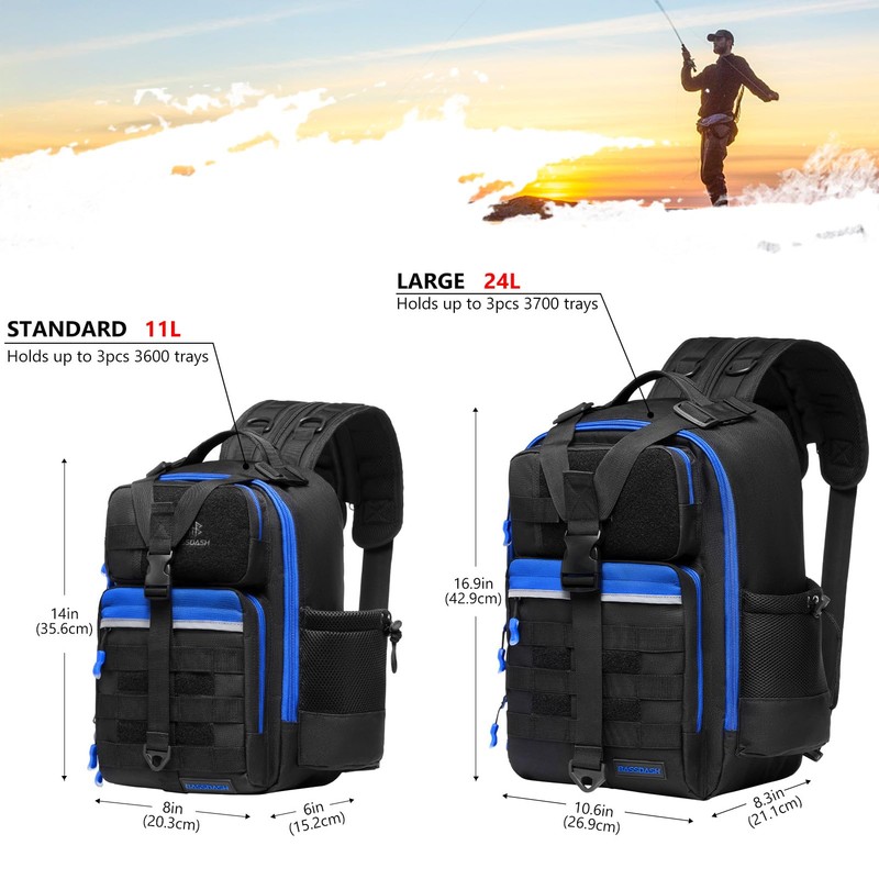 BASSDASH Convertible Fishing Backpack Sling Bag with Rod Holder, Adjustable