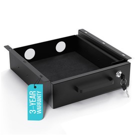 COREMINDED Under Desk Drawer Slide-Out – Lockable Metal Storage Drawer with Cable Management for Office & Home (Single, Non-Bracketed)