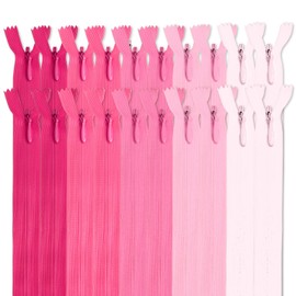 MARARDI [Pack of 20 Invisible Zippers [Roses] Nylon [30 cm] Sewing and Crafts for Clothing Bags Fabric for Sewing Machine Patchwork Plastic Cotton Zipper with Metal Zip