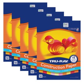 Tru-Ray Construction Paper, Warm Assorted, 9" x 12", 50 Sheets Per Pack, 5 Packs