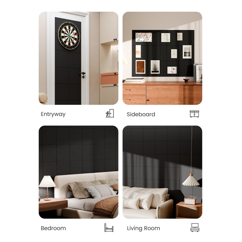 Bumusty Large Cork Board 47"x35" Alternative - 12 Pack Felt