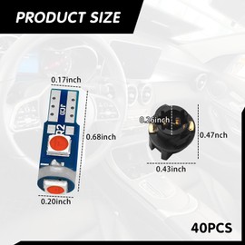 Damwot 20PCS Led Bulb Dash Lights, T5 37 74 LED Bulb with Twist Lock Socket PC74 PC37, Instrument Cluster Bulbs Kits, Cluster Shift Indicator Bulbs, Car Led Lights Interior (Red)