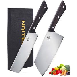 Naitesen 2PCS Cleaver Knife Set, Meat Cleaver & Nakiri Vegetable Knife