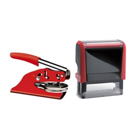 Hubco Premium Red Notary Seal Embosser and Red 4913 Self Inking Notary Stamp - Georgia