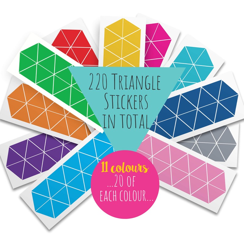 Triangle Wall Stickers Rainbow Colours Kids Home Wall Art Decor