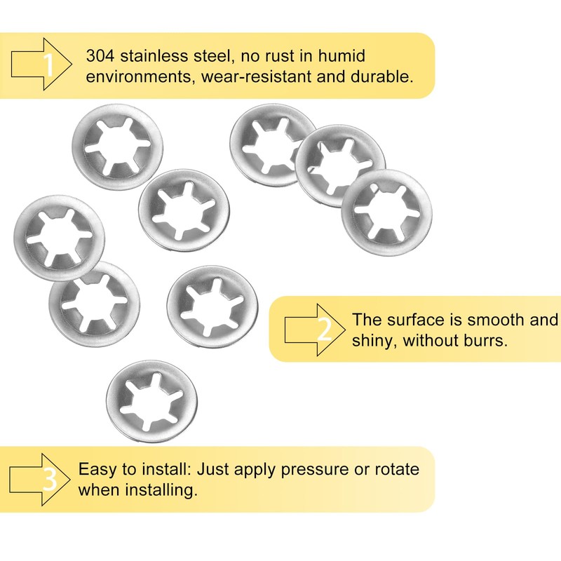 sourcing map 50PCS Internal Tooth Push on Locking Washers M8