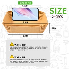 240pcs Air Fryer Disposable Paper Liner, Non-Stick Disposable Air Fryer Parchment Paper Liners, Baking Paper for Air Fryer Oil-Proof, Water-Proof, Food Grade Parchment（6.3" in Bottom, 7.9" on top）