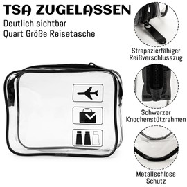 1 Litre Bag Aeroplane Hand Luggage, Toiletry Bag Transparent, Cosmetic Bag, Transparent, PVC Liquids Bag, Hand Luggage, Travel Accessories for Men, Women (Pack of 3), black, Fashion