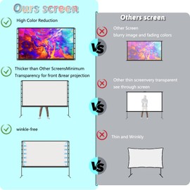 Projector Screen with Stand, 180 inch Foldable Outdoor Projector Screen 16:9 HD 4K Portable Projector Screen 1.1 Gain Outdoor Movie Screen with Carry Bag for Home Theater or Office