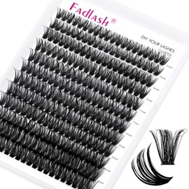 Fadlash Cluster Eyelash Extensions, Individual Eyelashes, 60D 0.07 D Curl, 15-20 mm Extensions, 200 Pieces, DIY Eyelash Extensions at Home