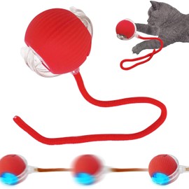 SORNEICDR Pawlure, New Interactive Rolling Dog Ball, 360° Smart Interactive Pet Toy Ball, Self Rolling Dog Ball Interactive Cat Toys Dog Balls for Small Medium Large Dogs Cats Red 1pcs
