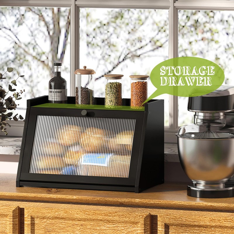 BMOSU Bread Box for Kitchen Countertop Large Capacity Corner Bread