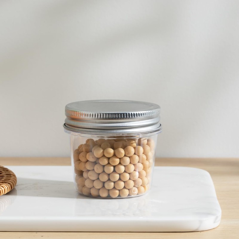 Naivees Plastic Mason Jars 4 Ounce Clear Storage Containers with
