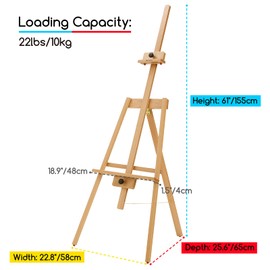 MEEDEN Art Easel Stand for Painting - Beech Wood Adjustable Easel Painting Holds Canvas up to 43" - Wooden Artist Easel for Adults Paint Wedding Sign Poster Display - Natural
