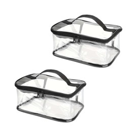 ZHYUAN Pack of 2 Waterproof PVC Cosmetic Bag, Transparent Travel Makeup Bag, Travel Toiletry Bag, Cosmetic Bag, Toiletry Bag, Transparent Hand Luggage, Unisex, Waterproof, Toiletry Bag, Make Up Bag