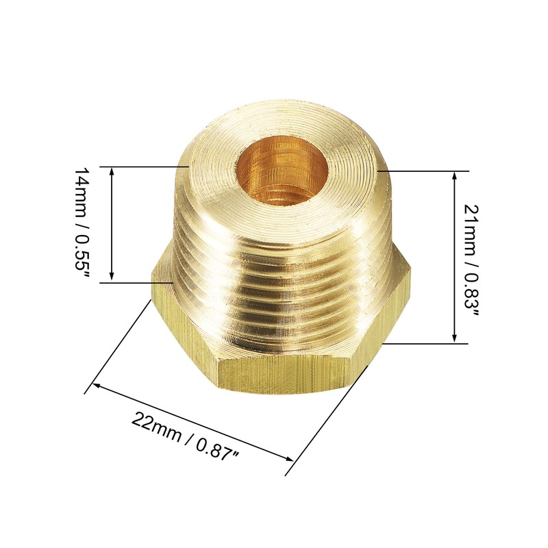 sourcing map Brass Pipe Fitting Reducer Adapter 1/2NPT Male x