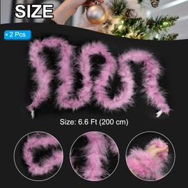 PATIKIL 6.6 Ft Feather Boas, 2 Pcs Feather for DIY Craft Sewing Trim Home Wedding Holiday Home Decor Graduation Party Christmas, Purple Pink