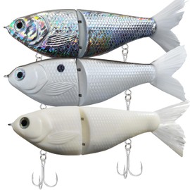 HADORAM Lure Slow Sinking Glide Bait with Fur Tail Lifelike Fishing Tackle for Trout Shad Bass Musky (6.7in-3Pcs)