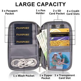 Passport Bag Family Passport Cover Waterproof Family Travel Wallet for Storage Credit Cards ID Boarding Passes Tickets, gray, Classic