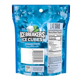 ICE BREAKERS Ice Cubes Peppermint Gum 100ct – Sugar Free, 8.11oz Pouch