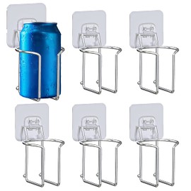 Skywin-Wall Mounted Cup Holder- 6 Pack Large Metal Cup Holder for Yacht, Truck, Car, RV- Installs on Walls and Railings- Mountable Cup Holder Perfect for Drink Cans, Bottles & Cups (Adhesive Mount)
