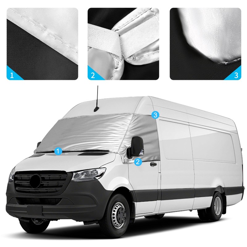 Silver RV Windshield Sun Shade Cover Compatible with Crafter 2019-2023