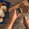 LIANYU Navy Blue Bread Box with Bamboo Cutting Board Lid,