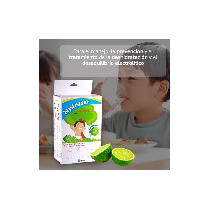 Hydrasor Electrolitos Orales Polvo Sabor Limón caja con 25 sobres