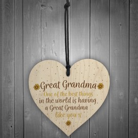 RED OCEAN Great Grandma Gift Hanging Wooden Heart Granparent Birthday Gift For Her Gifts For Women